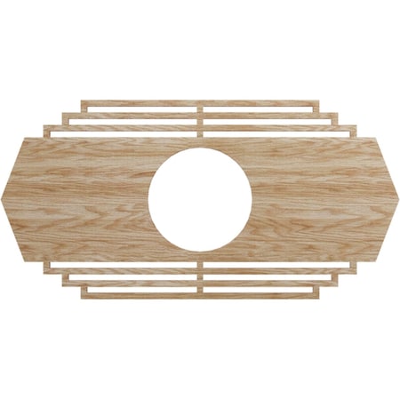 Ekena Millwork Chrysler Wood Fretwork Pierced Ceiling Medallion, Red Oak, 18"W x 9"H x 4 3/4"ID x 3/8"T CMWP18X09X0375CSRO